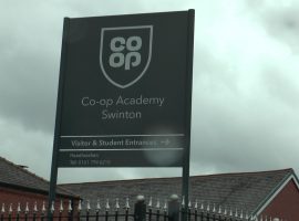 Co-Op Academy strikes continue at this Swinton school. Photo credit: Nathan Bagnall