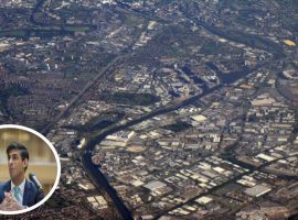 Salford from above credit: M J Richardson https://commons.wikimedia.org/wiki/File:Aerial_photograph_of_Salford_and_Trafford_Park.jpg

Rishi Sunak credit: HM Treasury (unchanged) https://www.flickr.com/photos/hmtreasury/49651844288