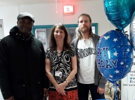 A picture of radio manager , Jill Bowyer, with two of the station's volunteers. Credit: Salford City Radio