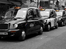 Black taxis in Salford, who will be facing the new taxi driver's dress code. Photo credit:  Tommes64 https://pixabay.com/photos/london-covent-garden-taxi-england-2878425/