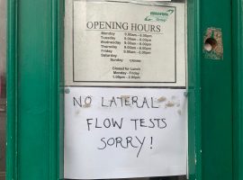 No lateral flow tests sign 
Image Credit: Harrison Bates