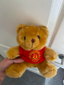 Manchester United teddy. Photo: Jenny Byrne