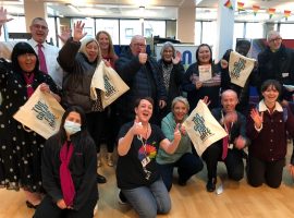Staff and locals at Pendleton Gateway supporting Hate Crime Awareness week. Credit: Claire Fewings
