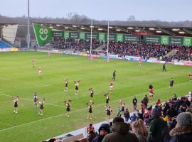 Salford come out for their 2nd half against Toulouse. Photo by Ed Bazeley