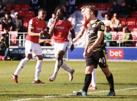 Salford City's MOTM and hattrick hero, Brandon Thomas-Asante