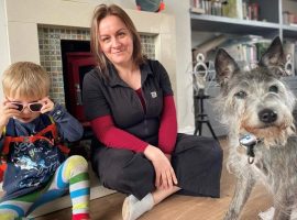 Anna, her son Sen, and their dog Mo. Image credit: Elizabeth Gratton