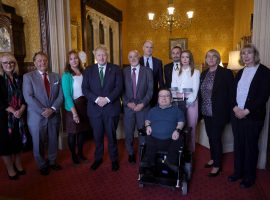 08/06/2022. London, United Kingdom. Prime Minister Boris Johnson meet Nuclear Test Veterans.  Prime Minister Boris Johnson meets with Nuclear Test Veterans in his office in the House of Commons. Picture by Andrew Parsons / No 10 Downing Street