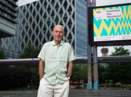 Wayne Hemingway at MediaCity ahead of We Invented The Weekend. (Copyright granted:: James Stack)