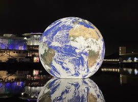 Floating Earth at Salford Quays Lightwaves 2021 (Image: Rais Esat)