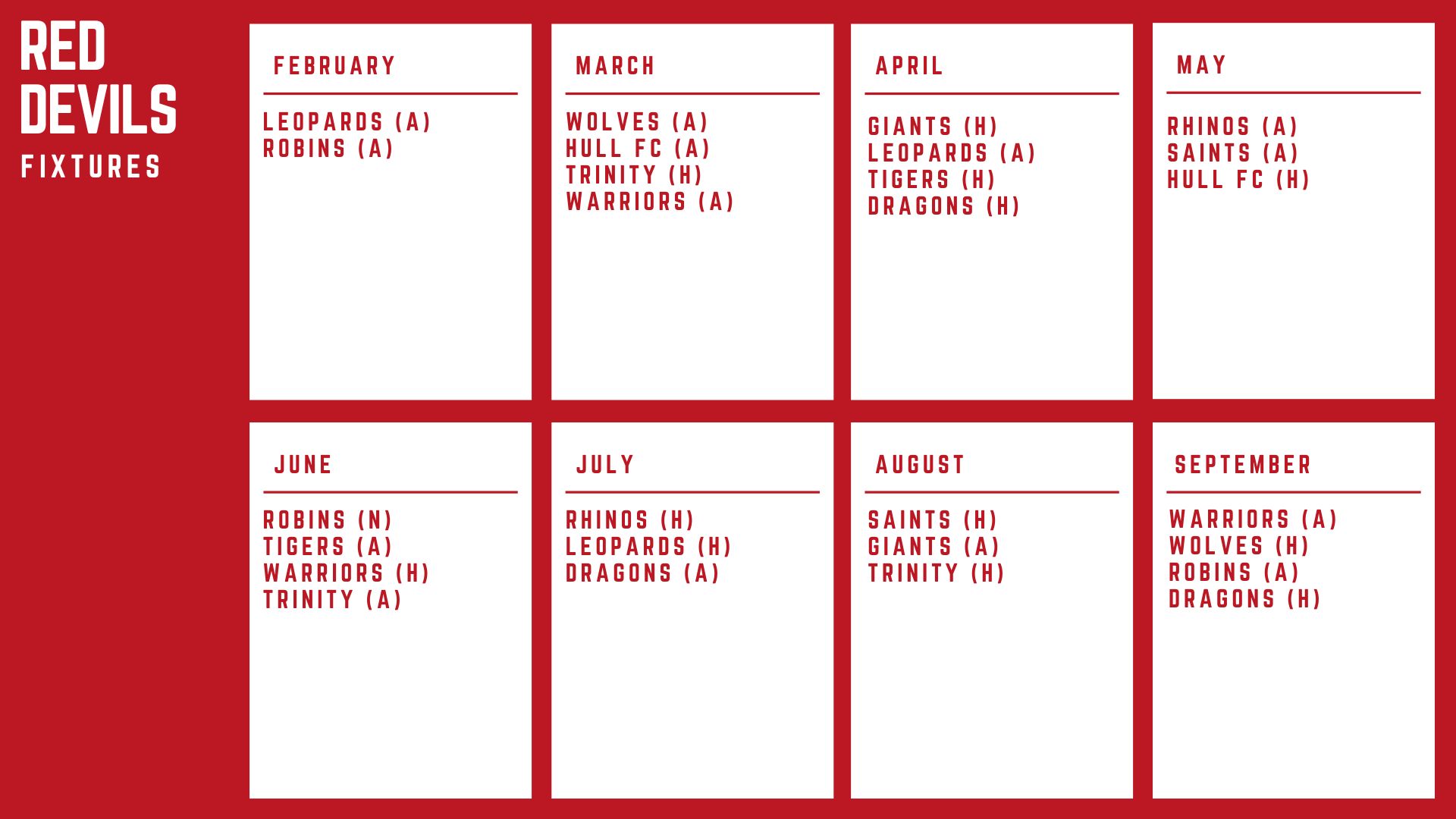 Salford Red Devils Fixtures Infographic