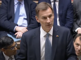 Jeremy Hunt delivering Autumn Statement on Thursday 17th November, screenshot from