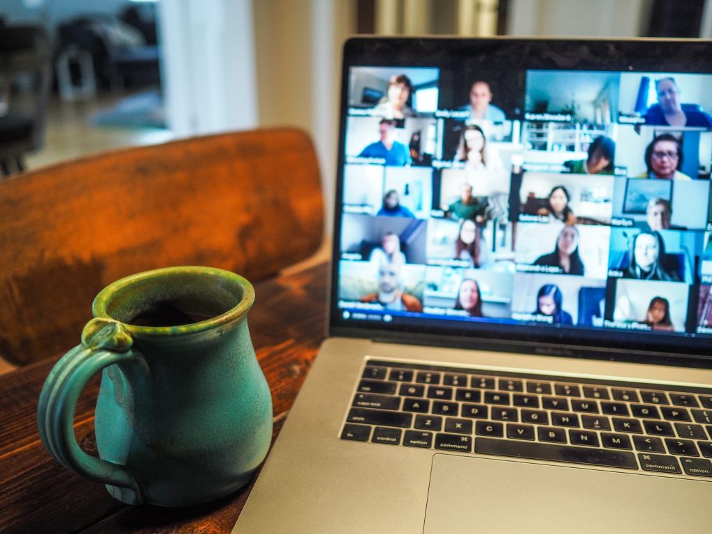 "Zoom call with coffee" Photo by Chris Montgomery on Unsplash