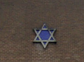 Megan David on front of synagogue entrance, Image via Google Maps.