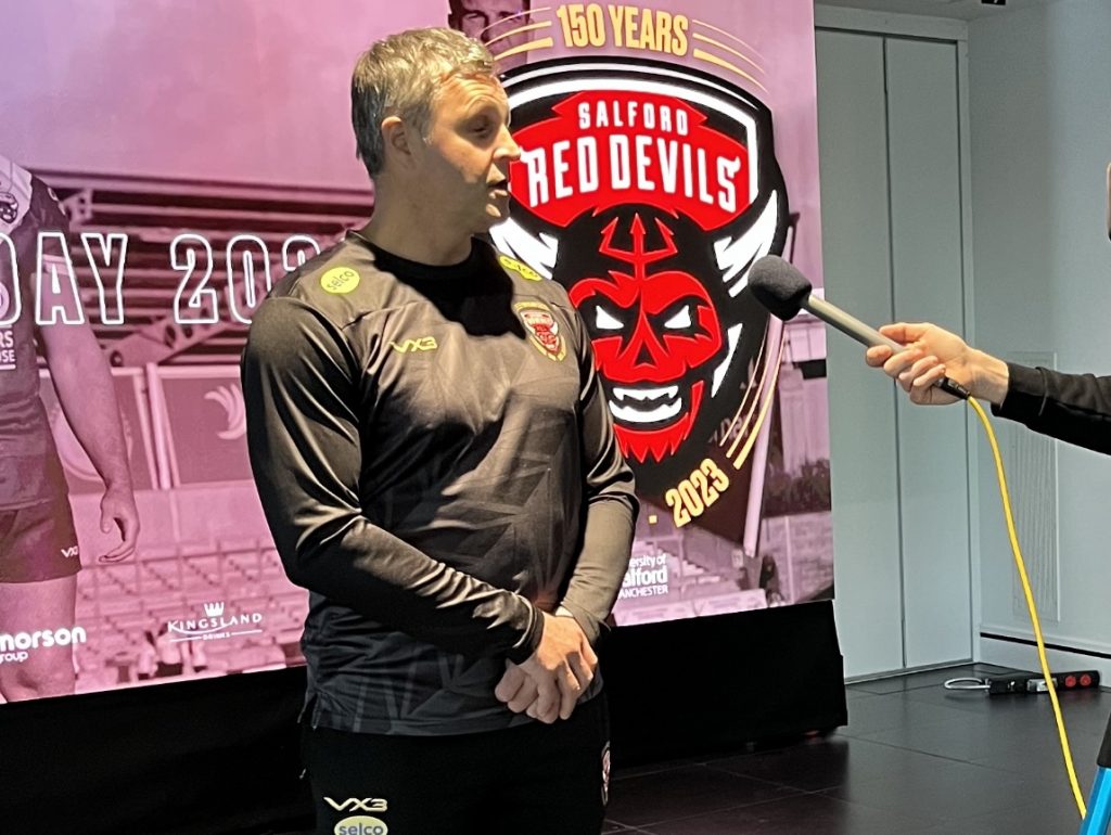 Image of Salford Red Devils head coach Paul Rowley - taken by Harry Winters