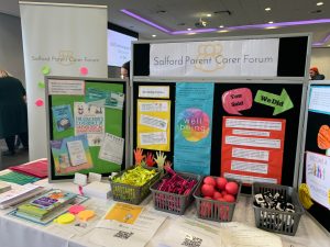 Salford Parent Carers Forum Stand. Photo taken by Colleen Lamb.