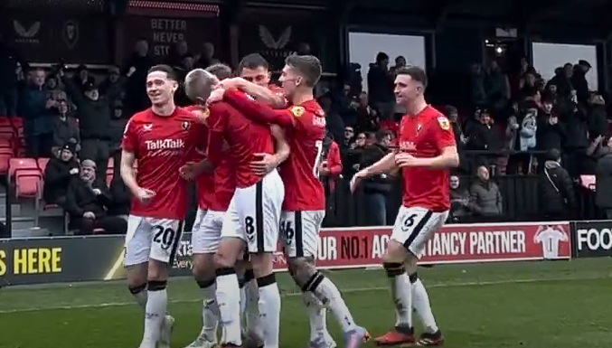 Salford City celebrate Vs Newport County (Photo from Salford City Youtube