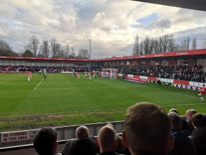 Elliot Watt swings in a corner Vs Doncaster Rovers (Photo by Ben Fieldhouse)