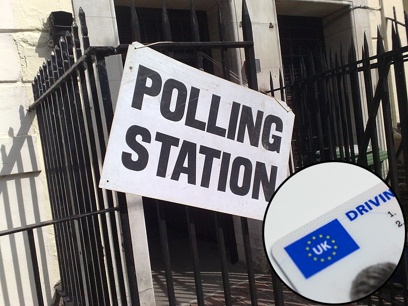 Credit: Wikicommons- https://commons.wikimedia.org/wiki/File:UK_polling_station_sign.jpg , https://www.pexels.com/photo/uk-driving-license-45113/