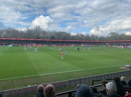 Elliot Watt in posession during Salford's 1-0 defeat to Colchester. Image: Lewis Gray