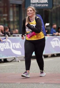 Emily at the Great Manchester run last year. Photo credit: purchased through the Great Manchester Run's photographer.
