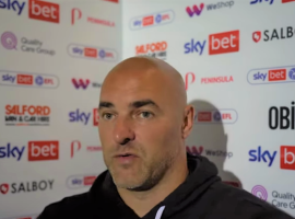 Neil Wood reacts to Notts County defeat. Credit: Screenshot from Salford City YouTube.