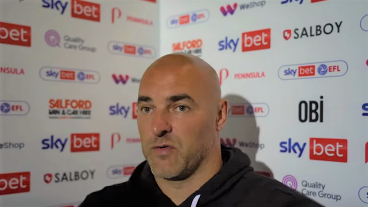 Neil Wood reacts to Notts County defeat. Credit: Screenshot from Salford City YouTube.