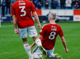 Lund celebrates goal (Salford City Twitter)