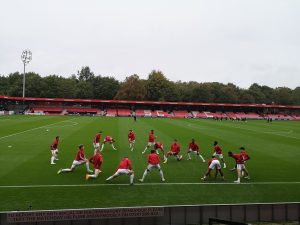 Salford City players warming up (Ben Fieldhouse)