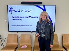 Deborah Kelly, Mindfulness Coordinator at a Mindfulness
Workshops. Image curtesy of Mind in Salford