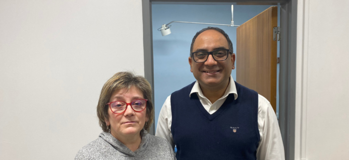 Pictured: Claire with consultant neurosurgeon Ankur Saxena