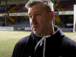 Karl Robinson speaking to the media following Salford City's 1-1 draw to Bradford City. Image Credit: Salford City FC