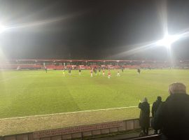 Salford City at full time against Colchester United. Image taken by James McMinn.