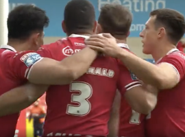 Salford Red Devils players celebrating