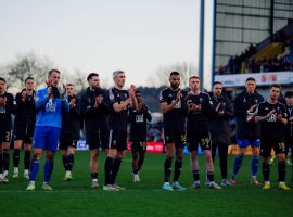 Salford players clap fans after Mansfield defeat