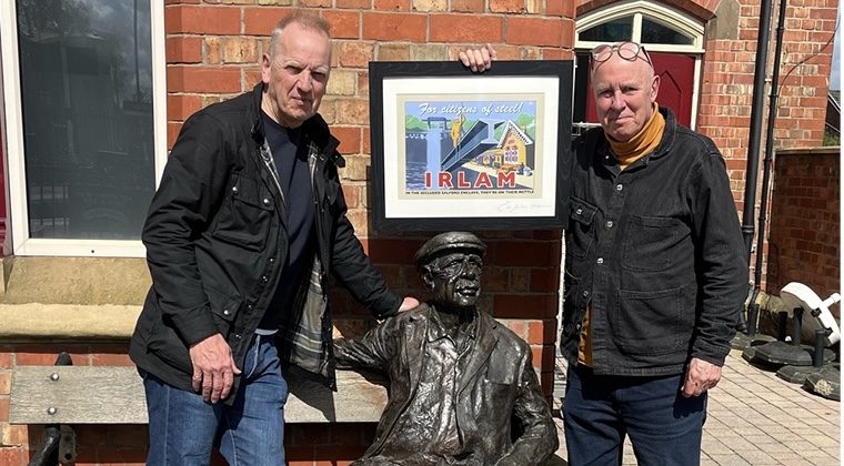 Artist honours Irlam's Man on the Bench sculptor