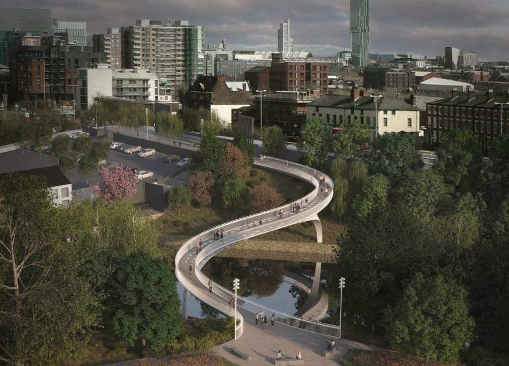 Winning design by Tonkin Liu for the Meadows bridge.