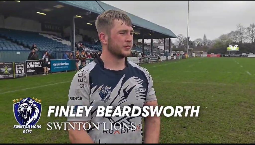 Swinton Lions player Finley Beardsworth - approved by representative at club Mark Robinson