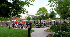 The garden at Broughton House Veteran Care Village is packed for the VE Day garden party