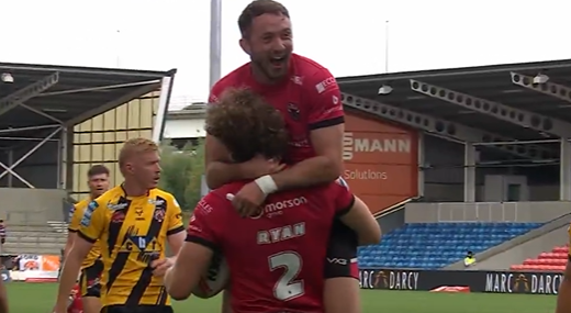 Red Devils win - screenshot from Betfred Super League twitter https://x.com/SuperLeague/status/1944399967130370097