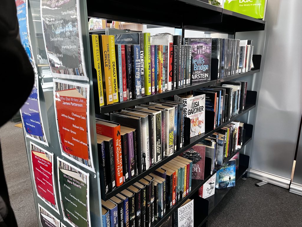 Book shelf in Pendleton library