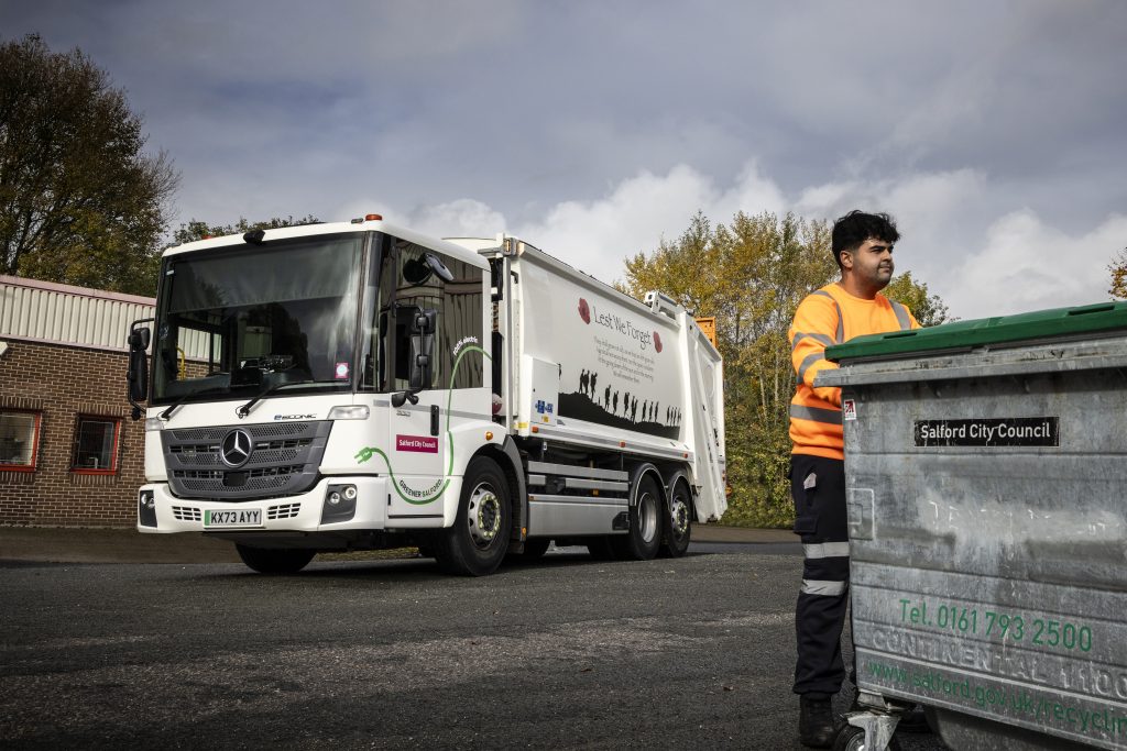 The new electric bin wagon bought by Salford City Council