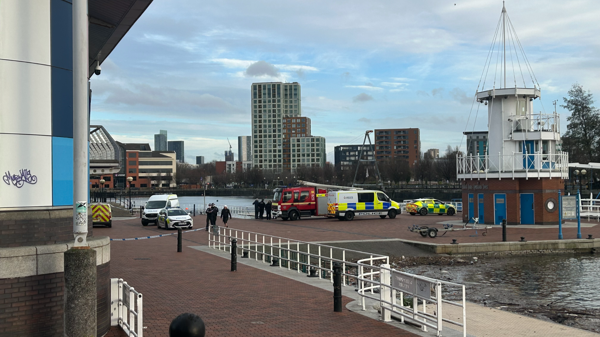 Police called to Salford Quays after body discovered in water
