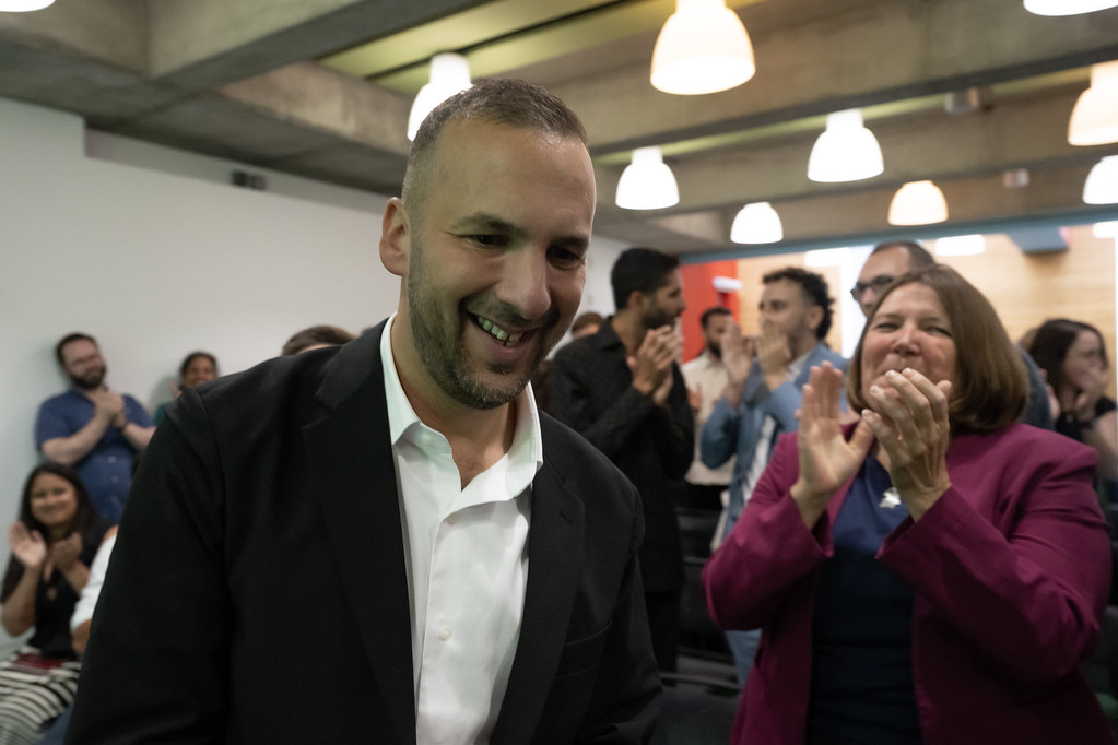 Zack Polanski at the 2025 Green Party Leadership election results. David Mirzoeff (2025). The Green Party